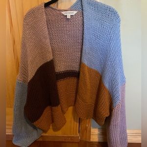 Davi & Dani Long Sleeves Chunky Multi Colored Open Cardigan